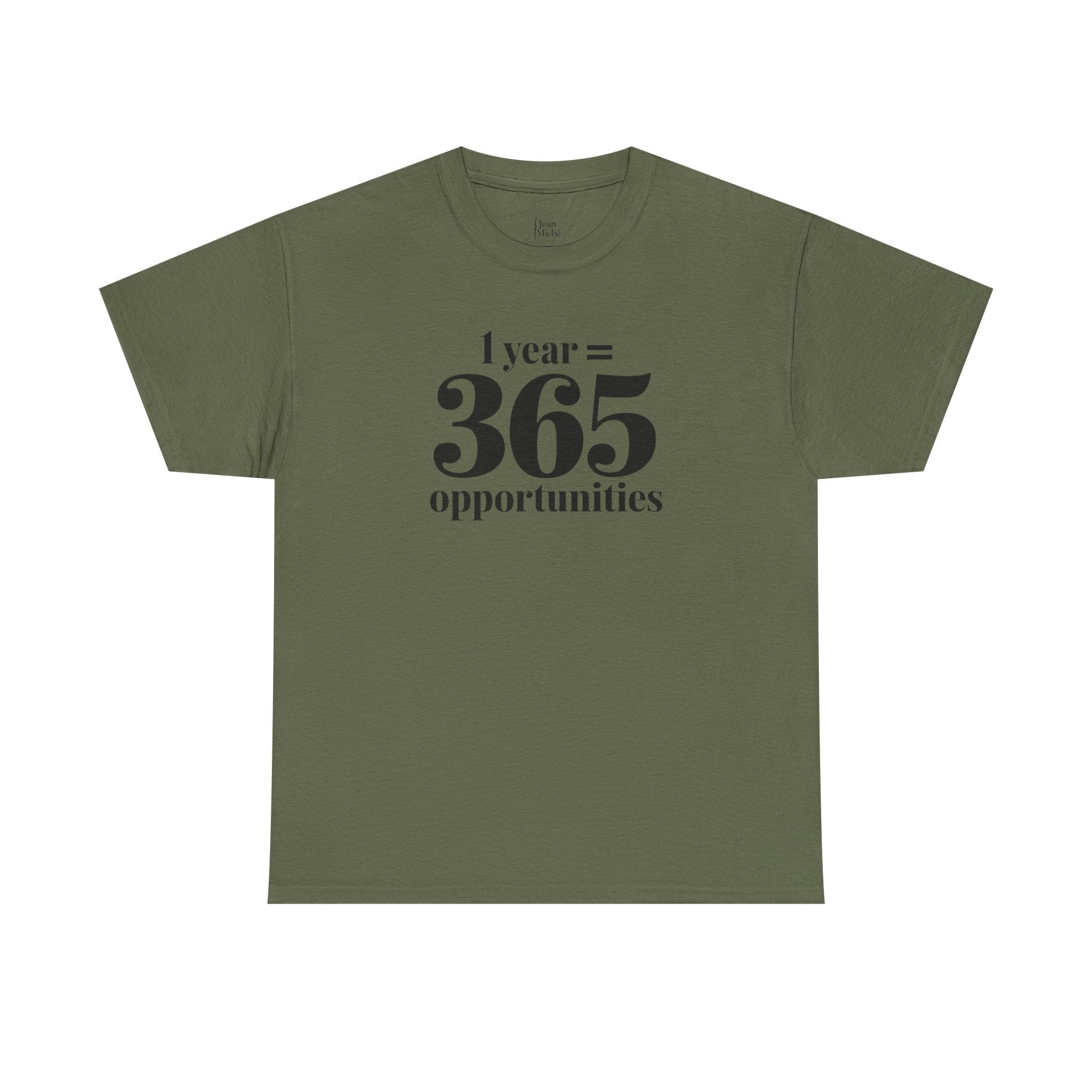 Inspirational Tee - 1 Year = 365 Opportunities, Motivational T-Shirt, Gift for Goal-Setters, Positive Vibes, Unisex Cotton Top