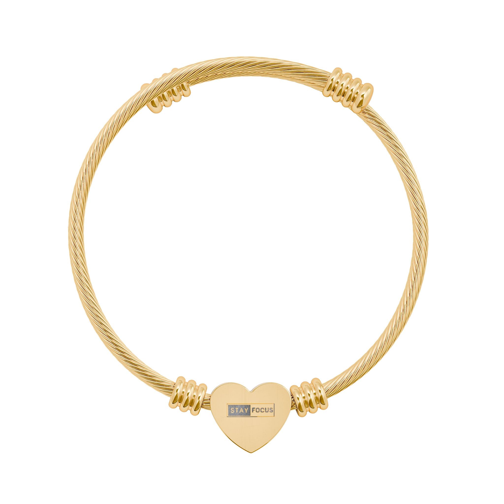 Engravable Heart Cuff Bracelet – Personalized Cable Wire Bangle (Silver or Gold)