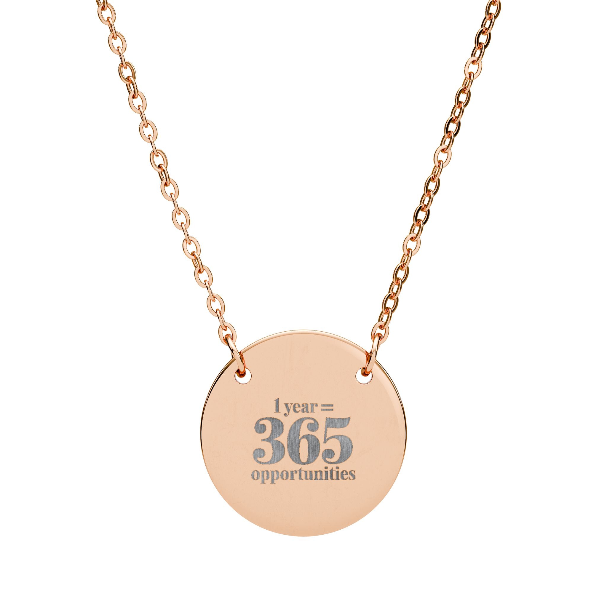 Circle Necklace — Engraved “I wear 365 reminders” Round Pendant Necklace