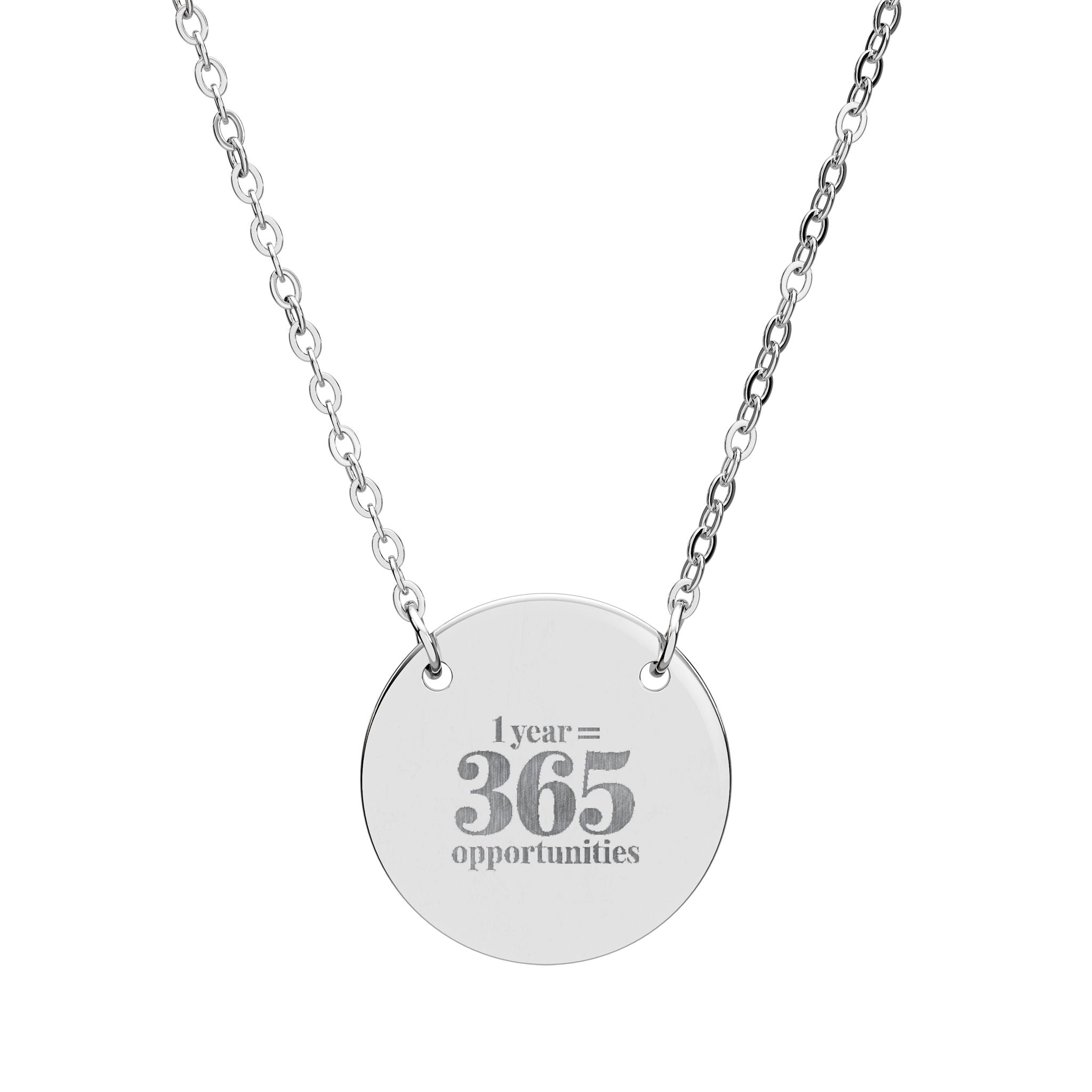 Circle Necklace — Engraved “I wear 365 reminders” Round Pendant Necklace