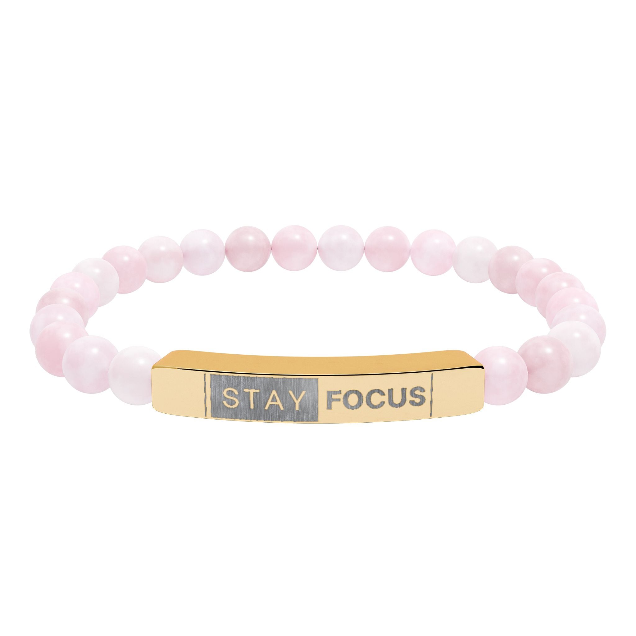 Engraved Stay Focus Natural Stone Stretch Bracelet