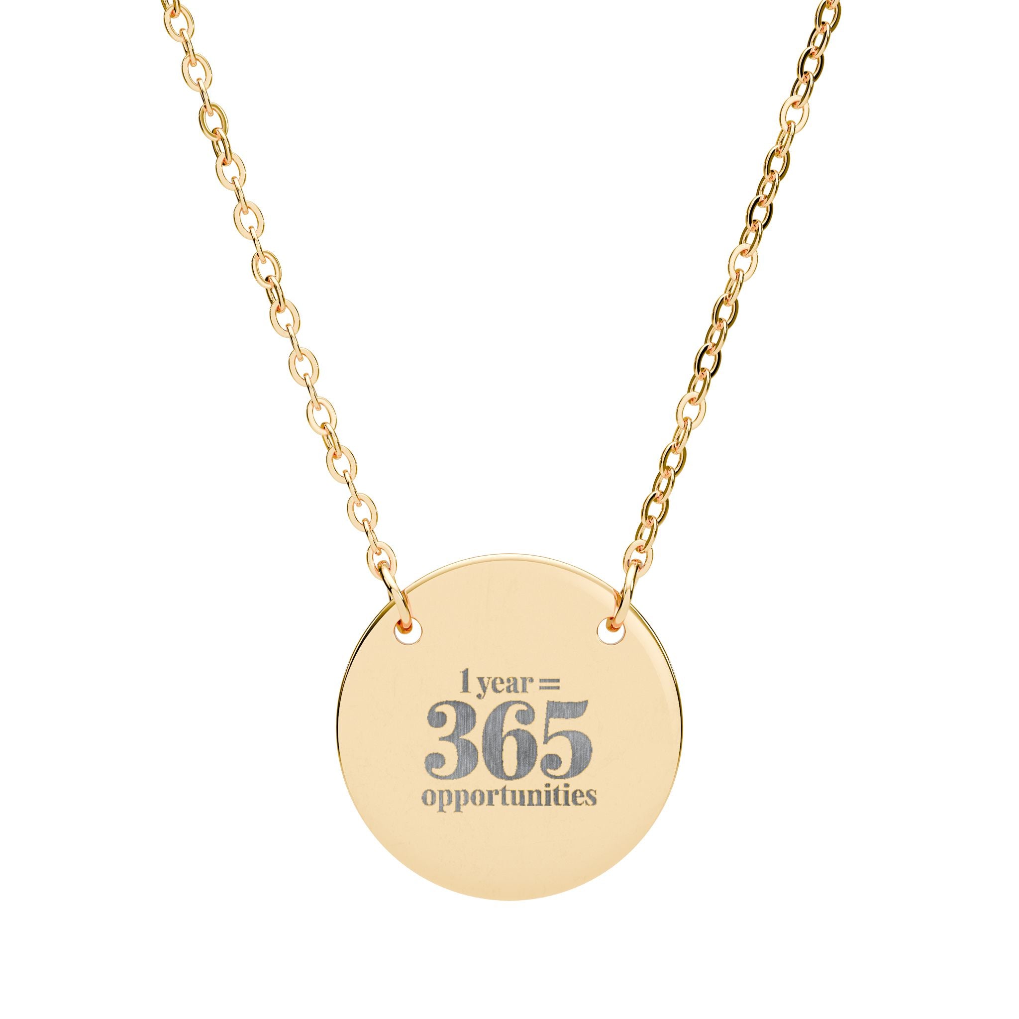 Circle Necklace — Engraved “I wear 365 reminders” Round Pendant Necklace