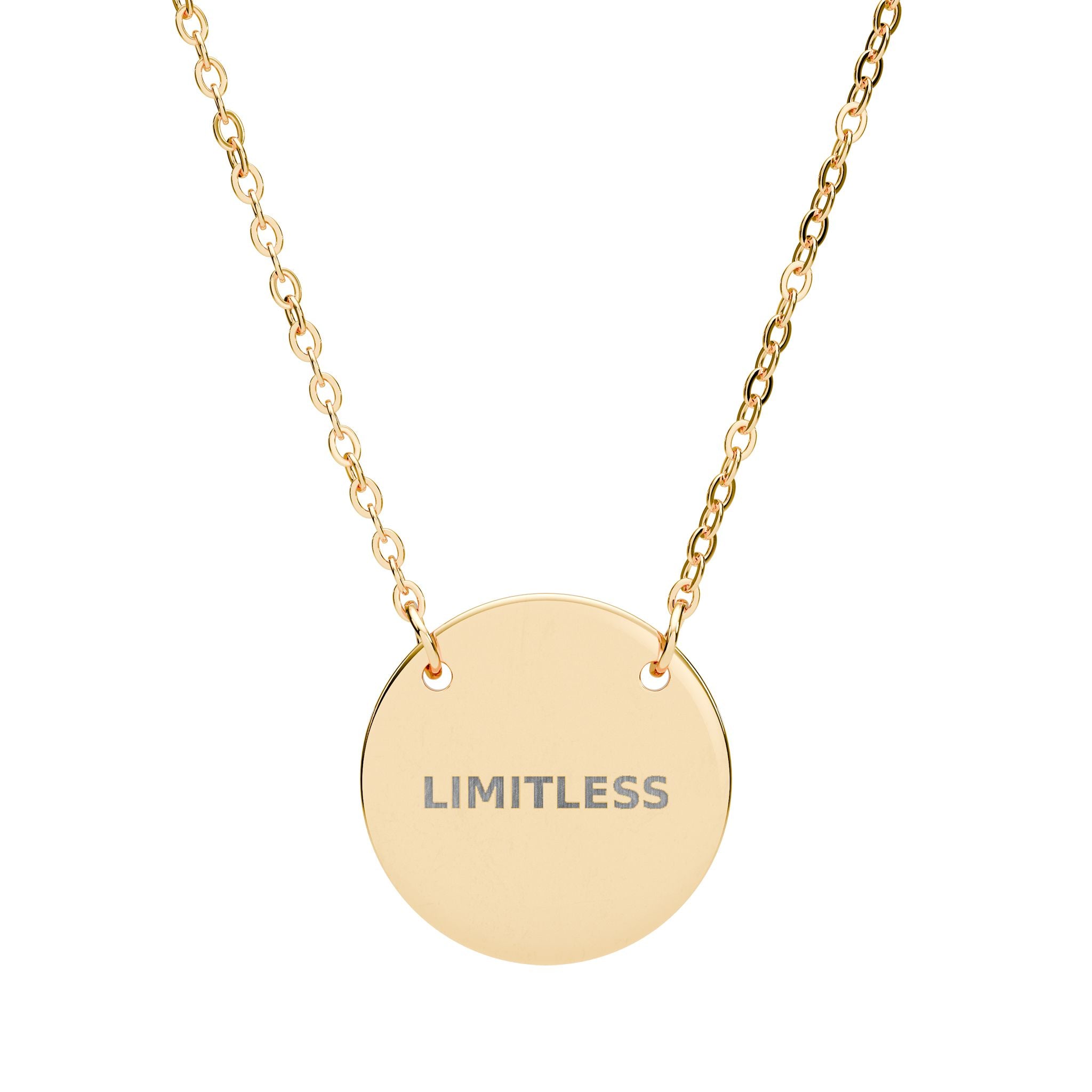 Limitless Engraved Circle Necklace — Inspirational Pendant Jewelry