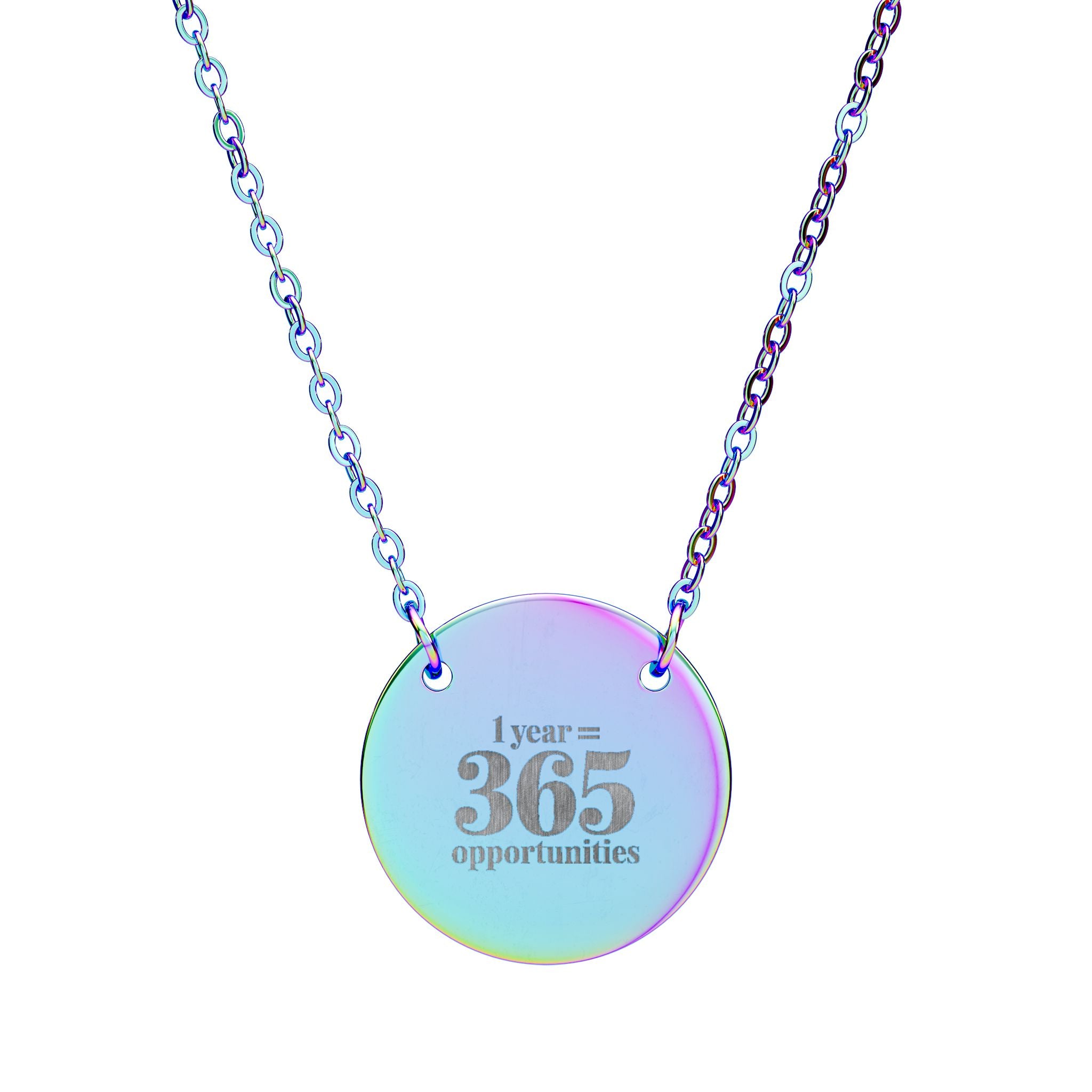 Circle Necklace — Engraved “I wear 365 reminders” Round Pendant Necklace