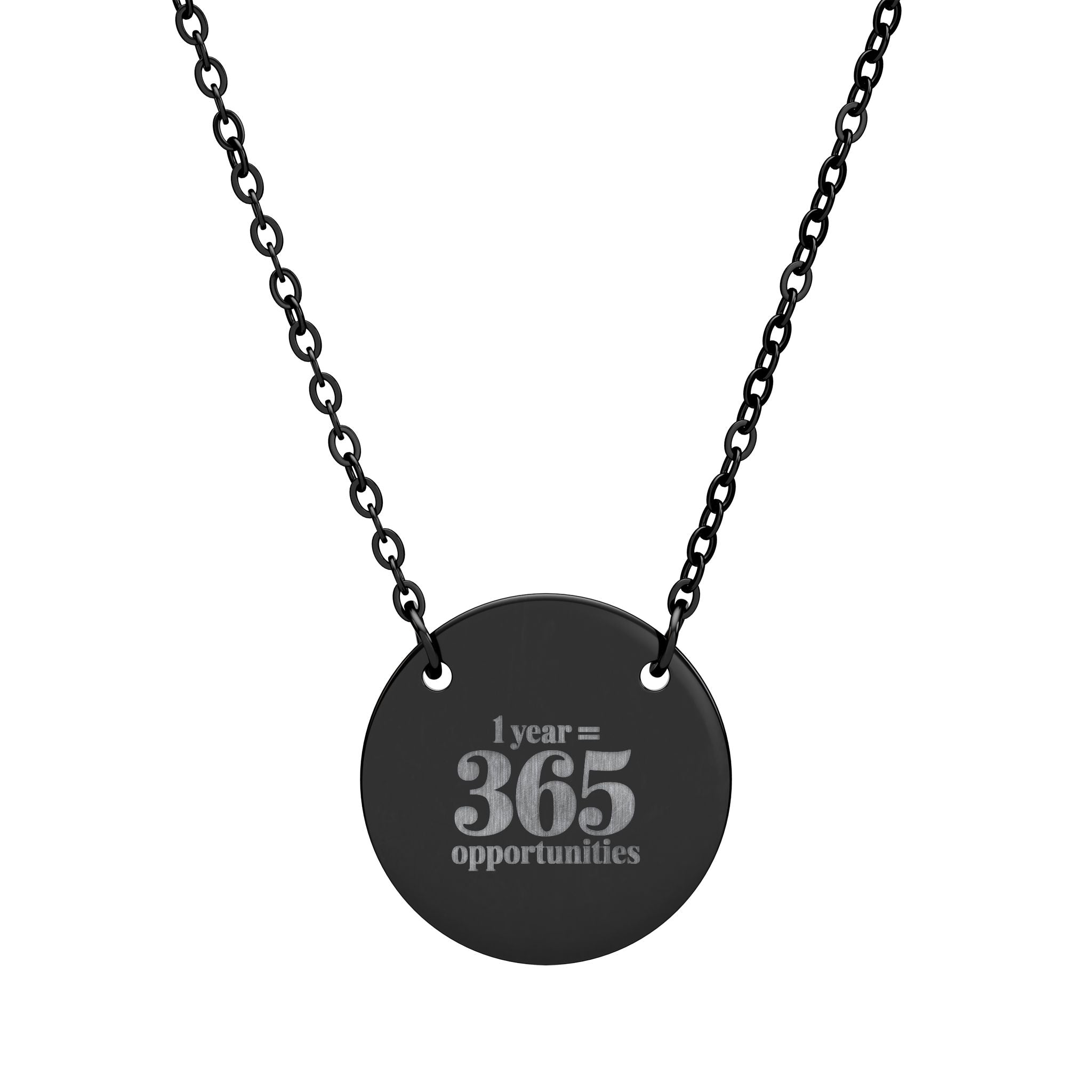 Circle Necklace — Engraved “I wear 365 reminders” Round Pendant Necklace