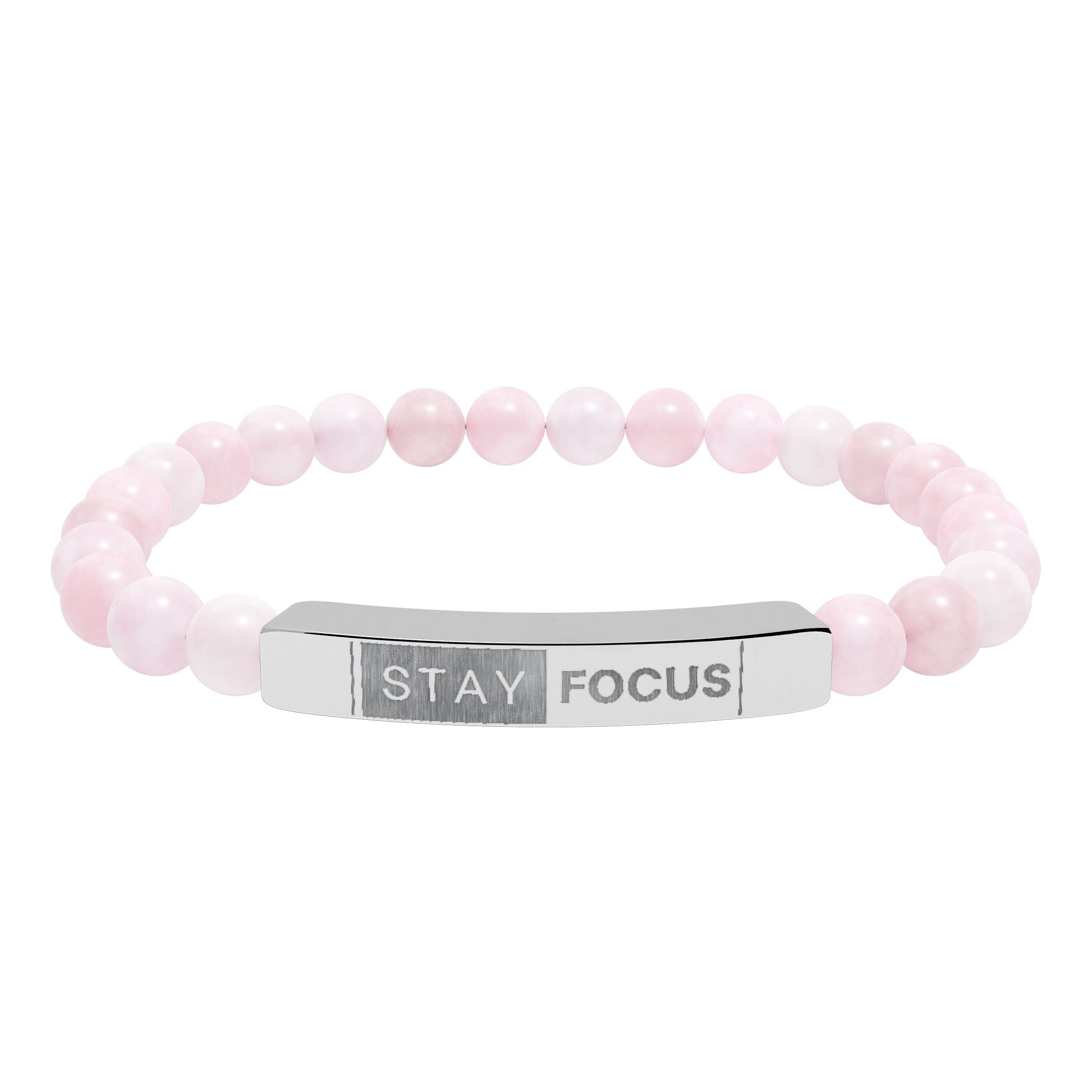 Engraved Stay Focus Natural Stone Stretch Bracelet