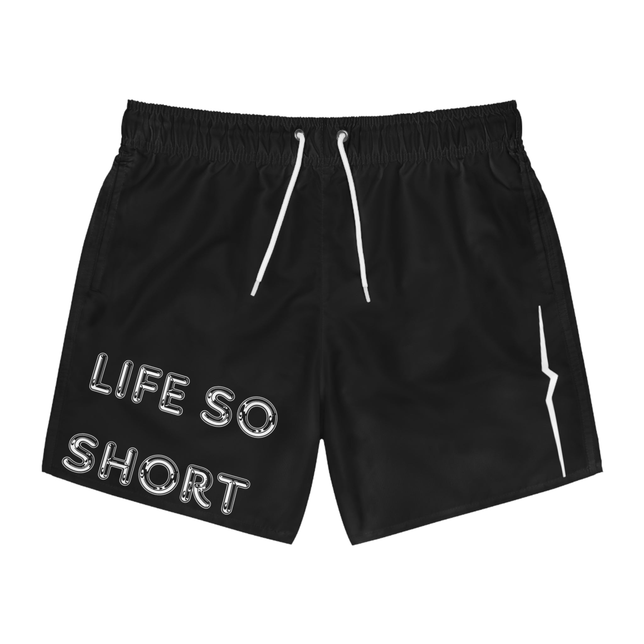 Life s So Short  Jean Miché Black Swim Trunks (AOP)